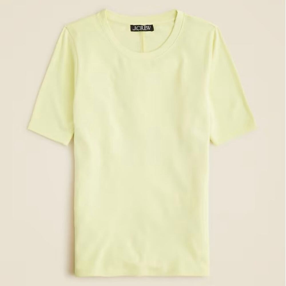 J.Crew Refined Rib Elbow Sleeve T-Shirt Pale Flax Size Medium